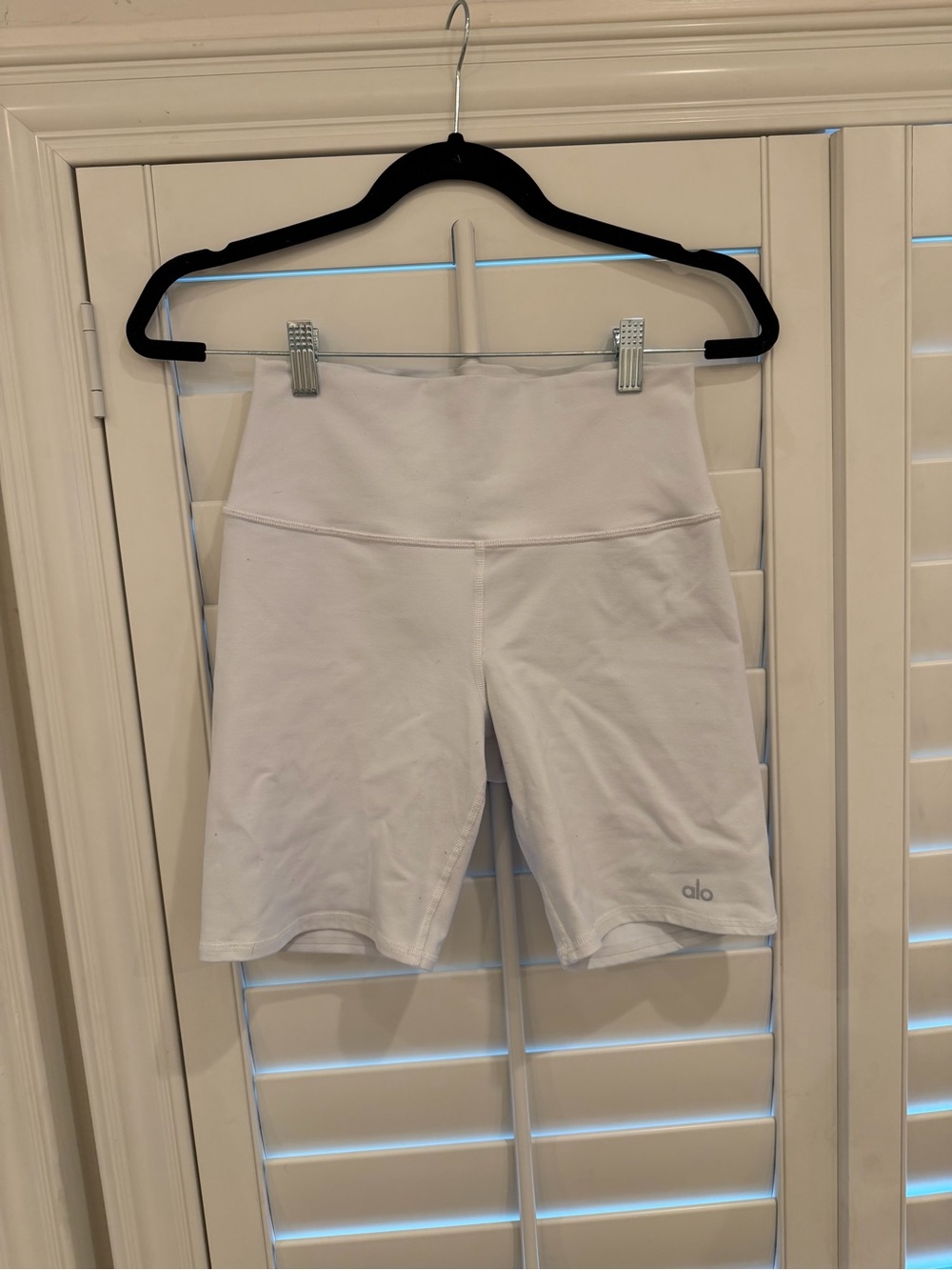 ALO Yoga White High-Rise Bike Shorts